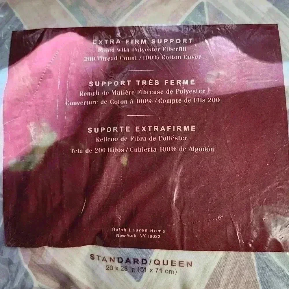 Ralph Lauren Synthetic Fiberfill Standard Queen Pillow W/ Vtg Pillowcase NEW